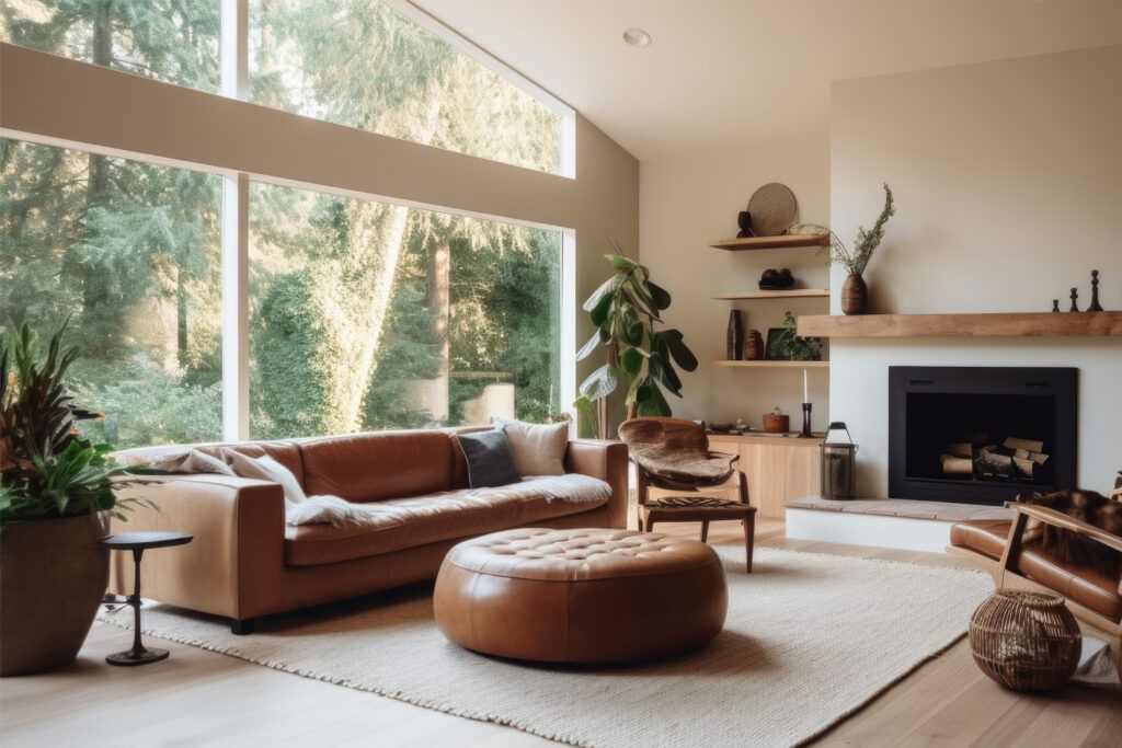 Sala luminosa, muebles minimalistas y decoración abstracta - Diseño de Interiores para Espacios de Alquiler